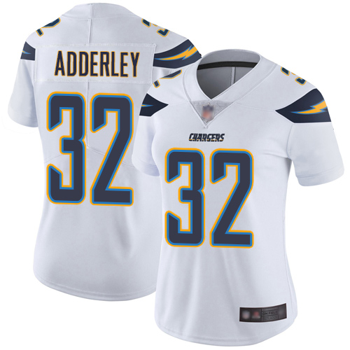 Personalized Chargers #32 Nasir Adderley White Women’s Stitched Football Untouchable Limited Jersey