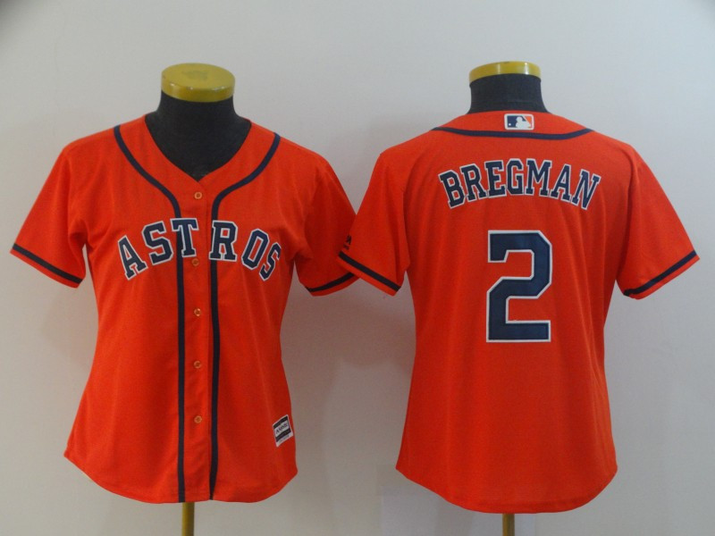 Personalized Astros 2 Alex Bregman Orange Women Cool Base Jersey