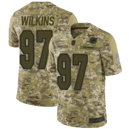 Personalized Dolphins #97 Christian Wilkins Camo Youth Stitched Football Limited 2018 Salute to Service Jersey