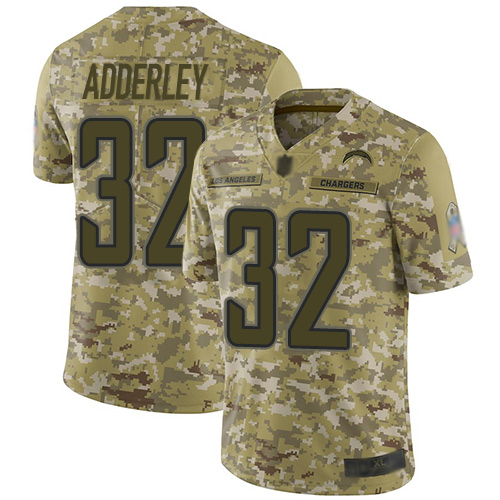 Personalized Chargers #32 Nasir Adderley Camo Youth Stitched Football Limited 2018 Salute to Service Jersey