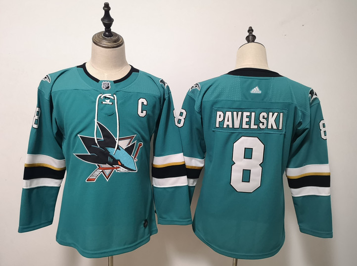 Personalized Sharks 8 Joe Pavelski Teal Youth Jersey