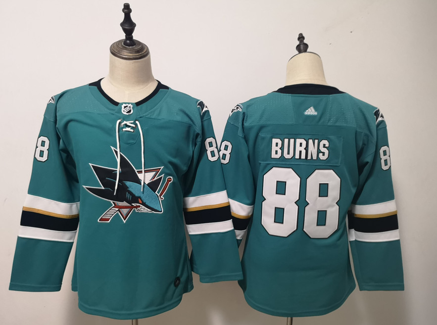 Personalized Sharks 88 Brent Burns Teal Youth Jersey