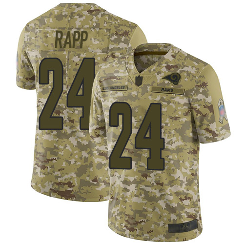 Personalized Rams #24 Taylor Rapp Camo Men’s Stitched Football Limited 2018 Salute To Service Jersey
