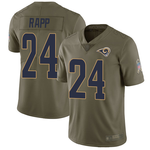 Personalized Rams #24 Taylor Rapp Olive Men’s Stitched Football Limited 2017 Salute To Service Jersey