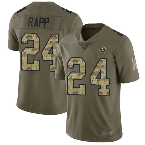 Personalized Rams #24 Taylor Rapp Olive Camo Men’s Stitched Football Limited 2017 Salute To Service Jersey