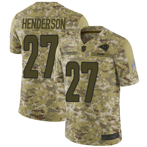 Personalized Rams #27 Darrell Henderson Camo Men’s Stitched Football Limited 2018 Salute To Service Jersey