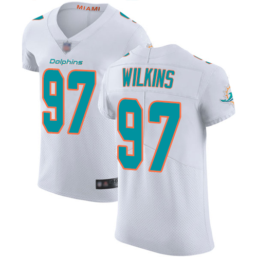 Personalized Dolphins #97 Christian Wilkins White Men’s Stitched Football Untouchable Elite Jersey