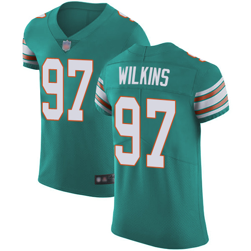 Personalized Dolphins #97 Christian Wilkins Aqua Green Alternate Men’s Stitched Football Untouchable Elite Jersey