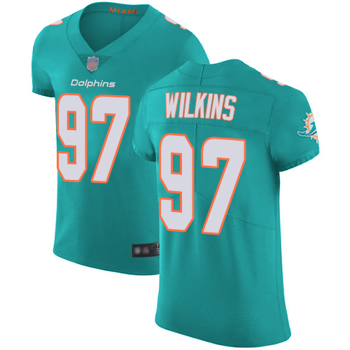 Personalized Dolphins #97 Christian Wilkins Aqua Green Team Color Men’s Stitched Football Untouchable Elite Jersey