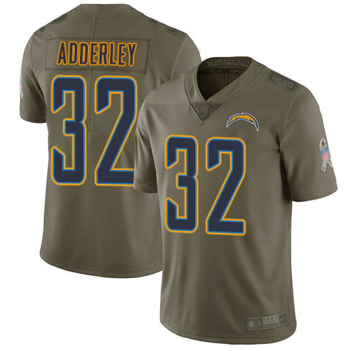 Personalized Chargers #32 Nasir Adderley Olive Men’s Stitched Football Limited 2017 Salute To Service Jersey