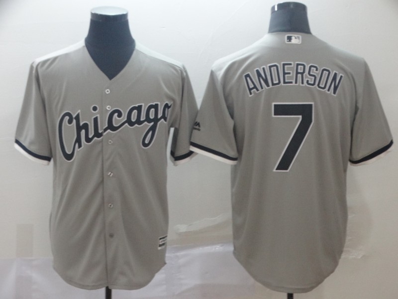 Personalized White Sox 7 Tim Anderson Gray Cool Base Jersey