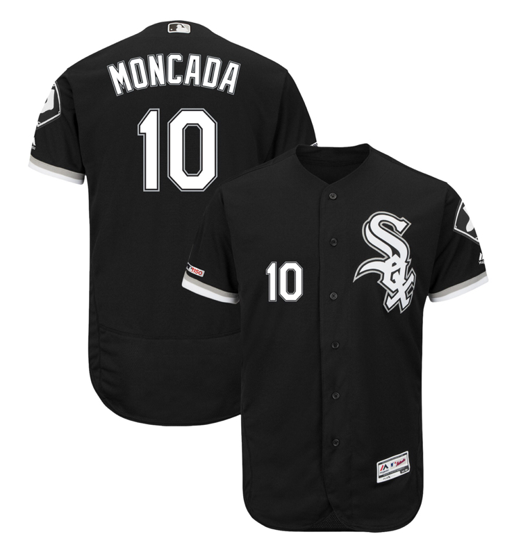 Personalized White Sox 10 Yoan Moncada Black 150th Flexbase Jersey