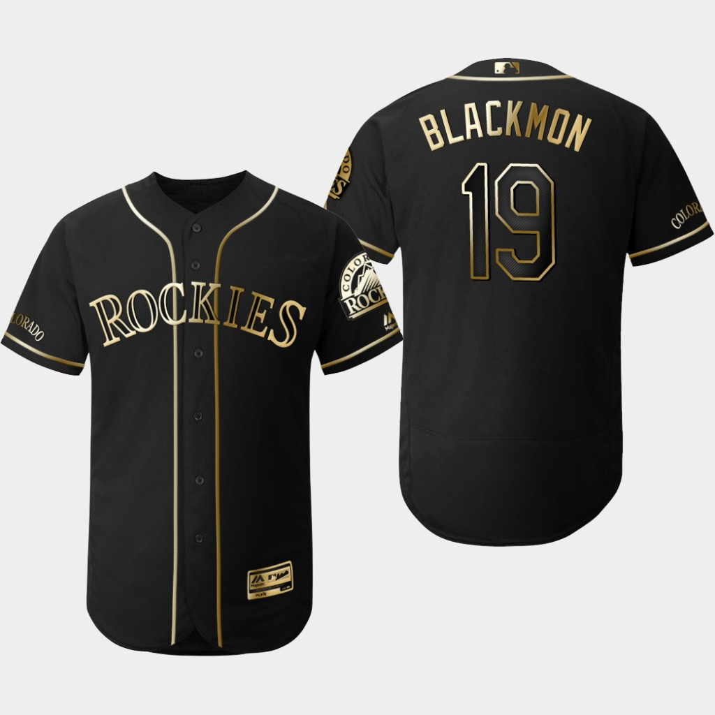 Personalized Rockies 19 Charlie Blackmon Black Gold Flexbase Jersey