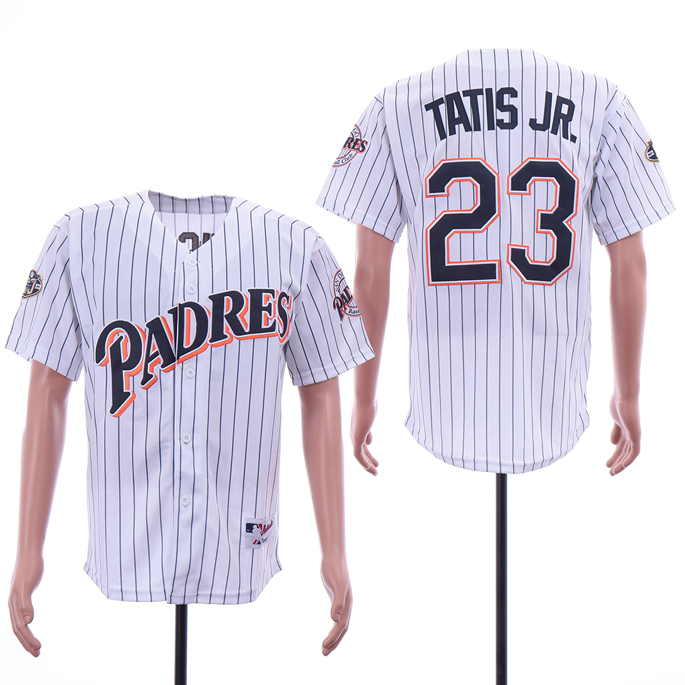 Personalized Padres 23 Fernando Tatis Jr. White 50th Anniversary Patch Turn Back The Clock Jersey
