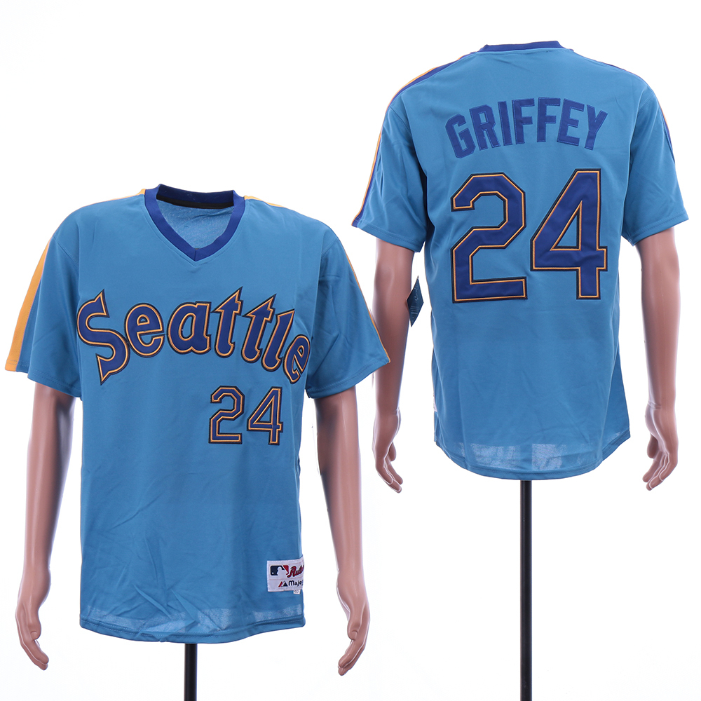 Personalized Mariners 24 Ken Griffey Jr. Blue Turn Back The Clock Jersey