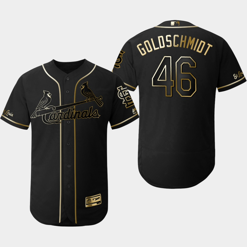 Personalized Cardinals 46 Paul Goldschmidt Black Gold Flexbase Jersey