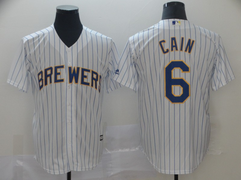 Personalized Brewers 6 Lorenzo Cain White Cool Base Jersey