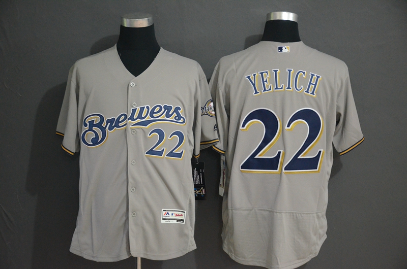 Personalized Brewers 22 Christian Yelich Gray Flexbase Jersey