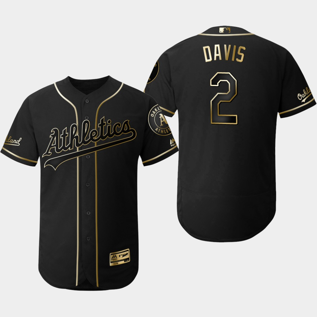 Personalized Athletics 2 Khris Davis Black Gold Flexbase Jersey