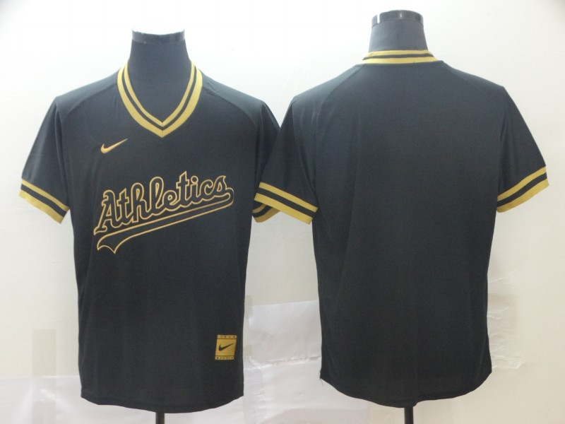 Personalized Athletics Blank Black Gold Cooperstown Collection Legend V Neck Jersey