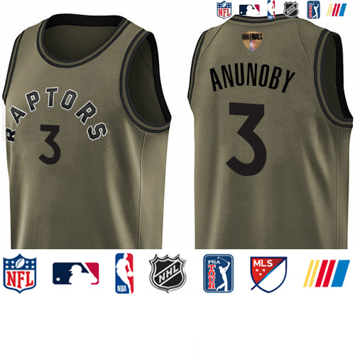Personalized Raptors #3 OG Anunoby Green Salute to Service 2019 Finals Bound Basketball Swingman Jersey