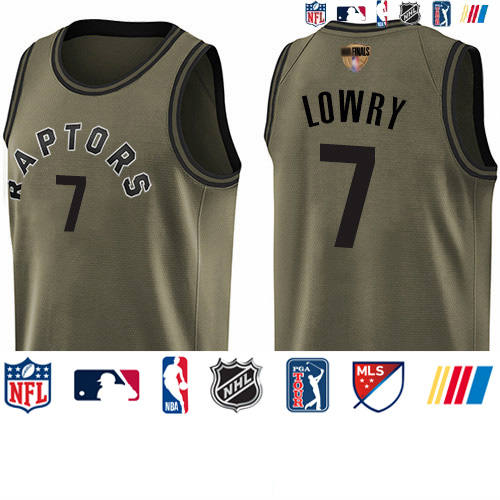 Personalized Raptors #7 Kyle Lowry Green Salute to Service 2019 Finals Bound Basketball Swingman Jersey