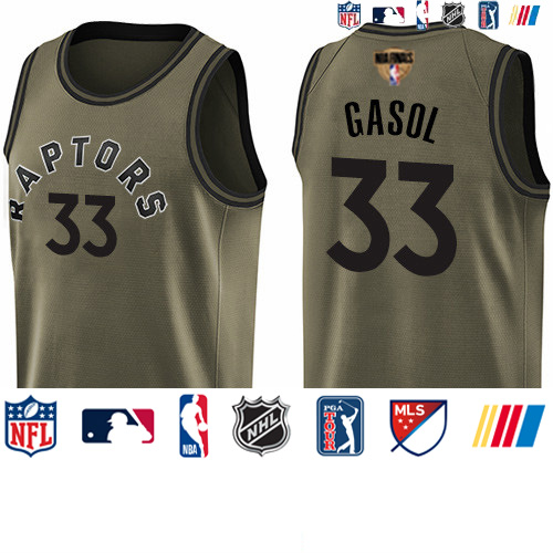 Personalized Raptors #33 Marc Gasol Green 2019 Finals Bound Basketball Swingman Salute to Service Jersey