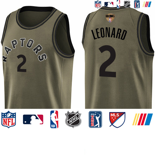 Personalized Raptors #2 Kawhi Leonard Green 2019 Finals Bound Basketball Swingman Salute to Service Jersey