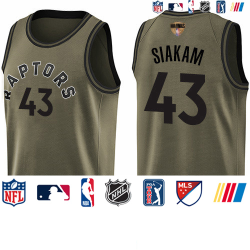 Personalized Raptors #43 Pascal Siakam Green Salute to Service 2019 Finals Bound Basketball Swingman Jersey