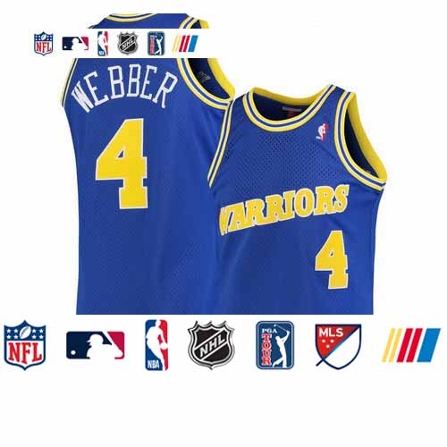 Personalized Warriors 4 Chris Webber Blue 1990-94 Hardwood Classics Mesh Jersey