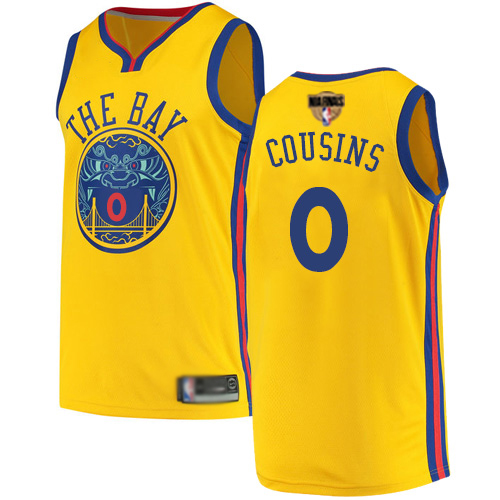 Personalized Warriors #0 DeMarcus Cousins Gold 2019 Finals Bound Basketball Swingman City Edition Jersey