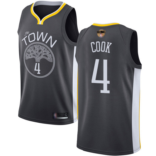Personalized Warriors #4 Quinn Cook Black 2019 Finals Bound Basketball Swingman Statement Edition Jersey