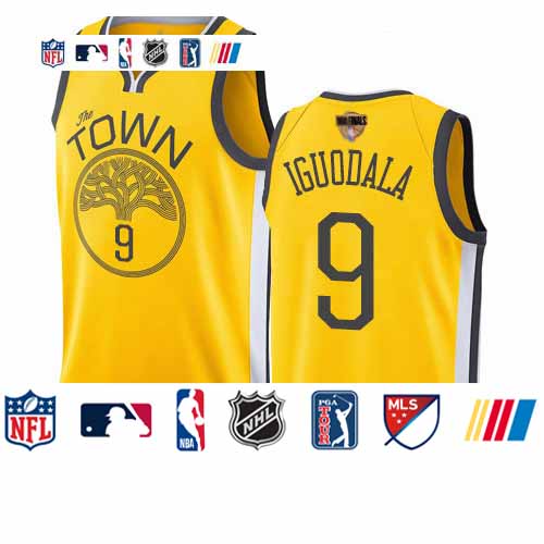 Personalized Warriors #9 Andre Iguodala Gold 2019 Finals Bound Basketball Swingman Earned Edition Jersey