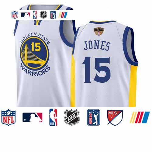Personalized Warriors #15 Damian Jones White 2019 Finals Bound Basketball Swingman Association Edition Jersey