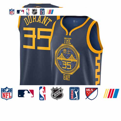Personalized Warriors #35 Kevin Durant Navy 2019 Finals Bound Basketball Swingman City Edition 2018 19 Jersey