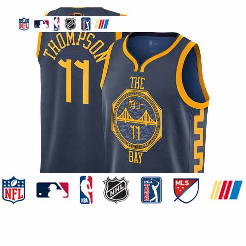 Personalized Warriors #11 Klay Thompson Navy 2019 Finals Bound Basketball Swingman City Edition 2018 19 Jersey