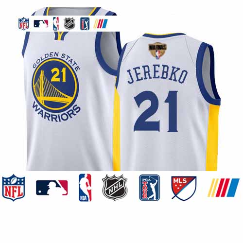 Personalized Warriors #21 Jonas Jerebko White 2019 Finals Bound Basketball Swingman Association Edition Jersey