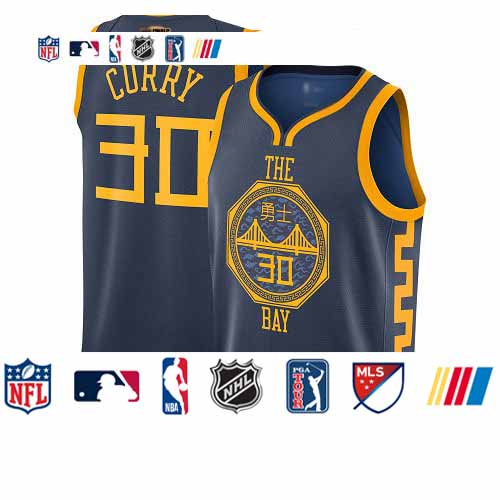 Personalized Warriors #30 Stephen Curry Navy 2019 Finals Bound Basketball Swingman City Edition 2018 19 Jersey