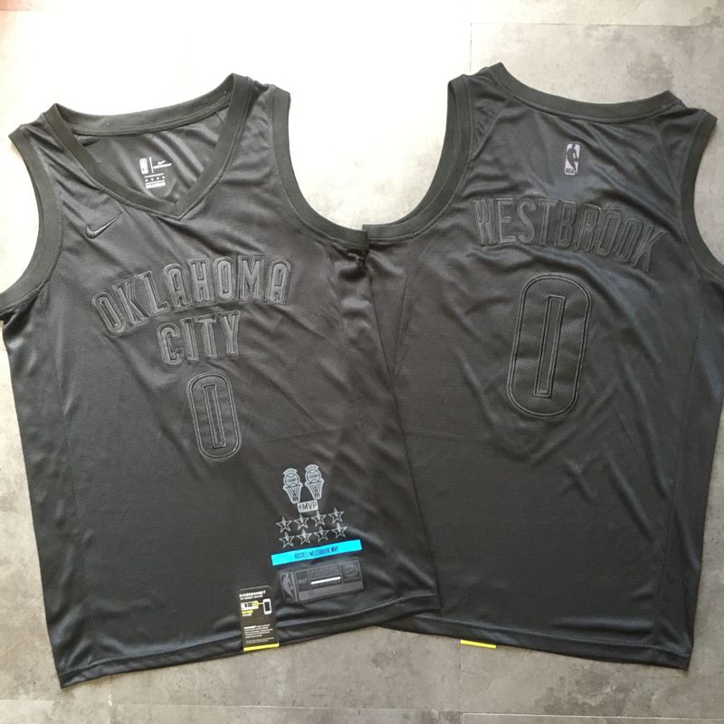 Personalized Thunder 0 Russell Westbrook Black Swingman MVP Jersey