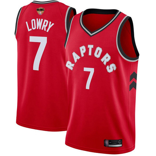 Personalized Raptors #7 Kyle Lowry Red 2019 Finals Bound Basketball Swingman Icon Edition Jersey