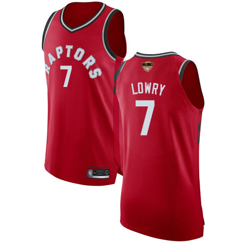 Personalized Raptors #7 Kyle Lowry Red 2019 Finals Bound Basketball Authentic Icon Edition Jersey