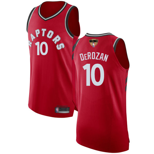 Personalized Raptors #10 DeMar DeRozan Red 2019 Finals Bound Basketball Authentic Icon Edition Jersey
