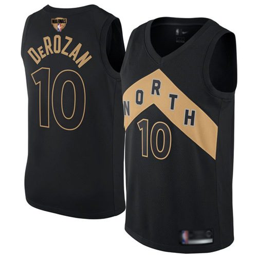 Personalized Raptors #10 DeMar DeRozan Black 2019 Finals Bound Basketball Swingman City Edition Jersey