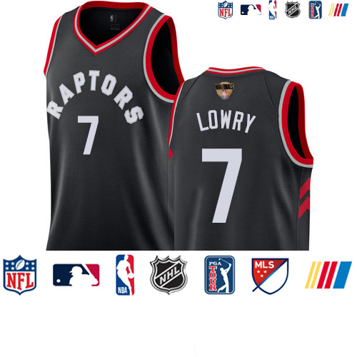 Personalized Raptors #7 Kyle Lowry Black Statement Edition 2019 Finals Bound Basketball Swingman Jersey
