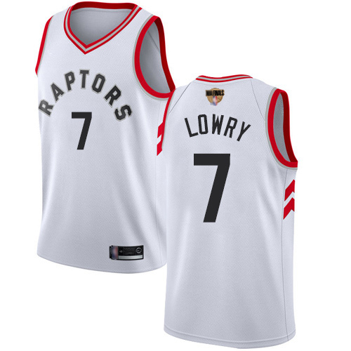 Personalized Raptors #7 Kyle Lowry White Association Edition 2019 Finals Bound Basketball Swingman Jersey