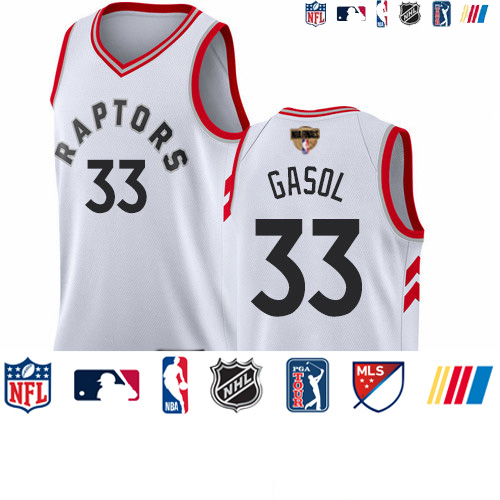 Personalized Raptors #33 Marc Gasol White 2019 Finals Bound Basketball Swingman Association Edition Jersey