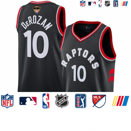 Personalized Raptors #10 DeMar DeRozan Black Statement Edition 2019 Finals Bound Basketball Swingman Jersey