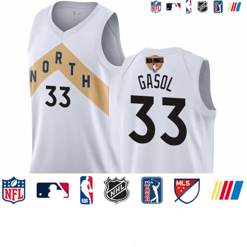 Personalized Raptors #33 Marc Gasol White 2019 Finals Bound Basketball Swingman City Edition 2018 19 Jersey