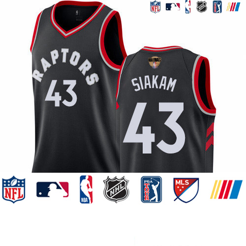 Personalized Raptors #43 Pascal Siakam Black 2019 Finals Bound Basketball Swingman Statement Edition Jersey