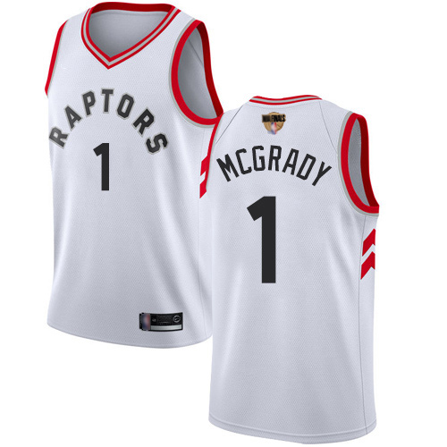 Personalized Raptors #1 Tracy Mcgrady White 2019 Finals Bound Basketball Swingman Association Edition Jersey